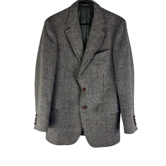 Vintage Harris Tweed Wool Brown Herringbone Sport Coat Blazer Jacket Mens 40
